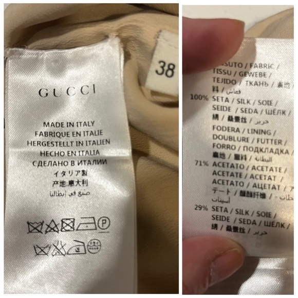 Gucci Floral Bee Silk Mini Dress IT38 US2 Pleated Front Long Sleeve Spring EUC - Picture 13 of 14